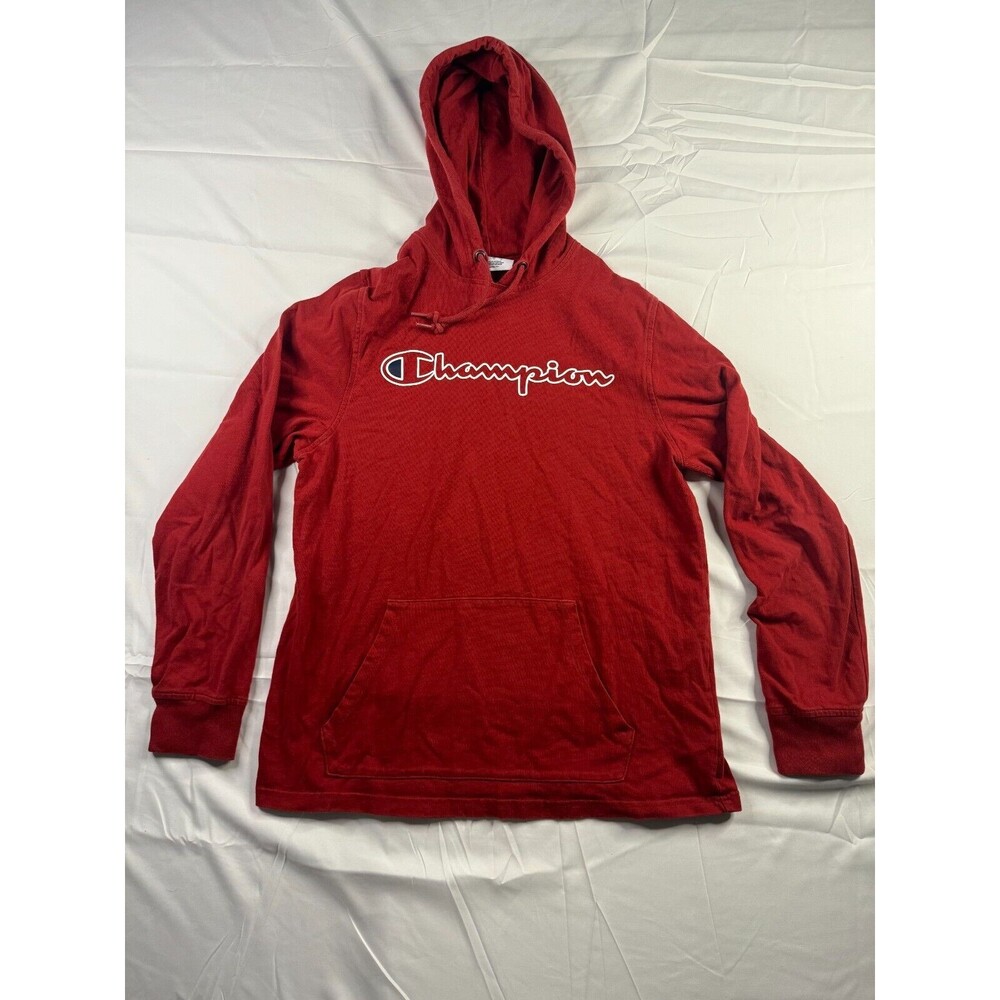 Champion Hoodie Mens Size Medium Pullover Long Sleeve Red Classic Athletic